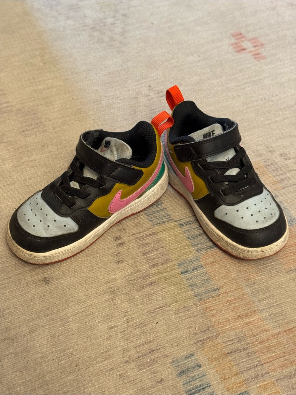 Nike Kids Sneakers - Black, Pink, Yellow & Green Accents